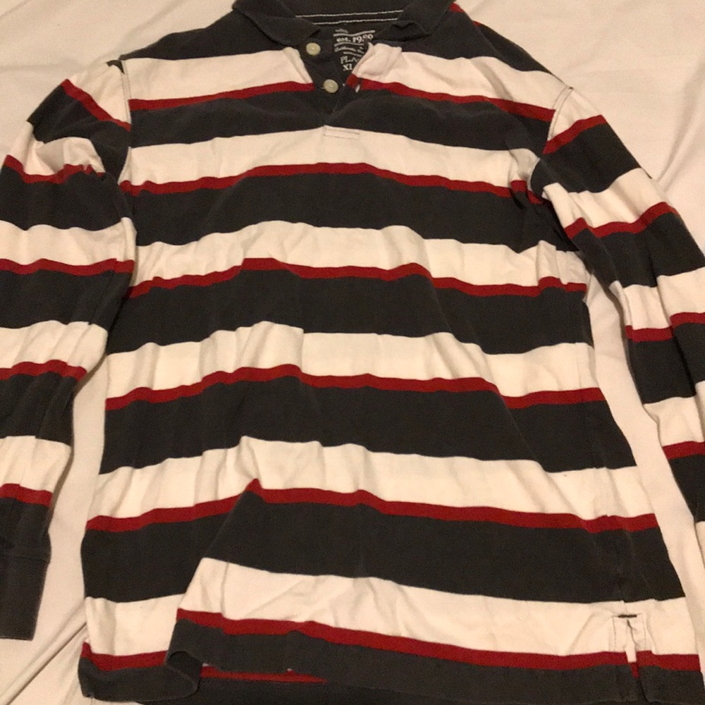 Brown/White striped long sleeve shirt